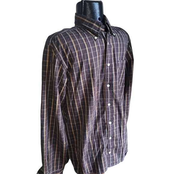 Tommy Hilfiger Men's Brown Plaid Shirt M - Picture 2 of 4
